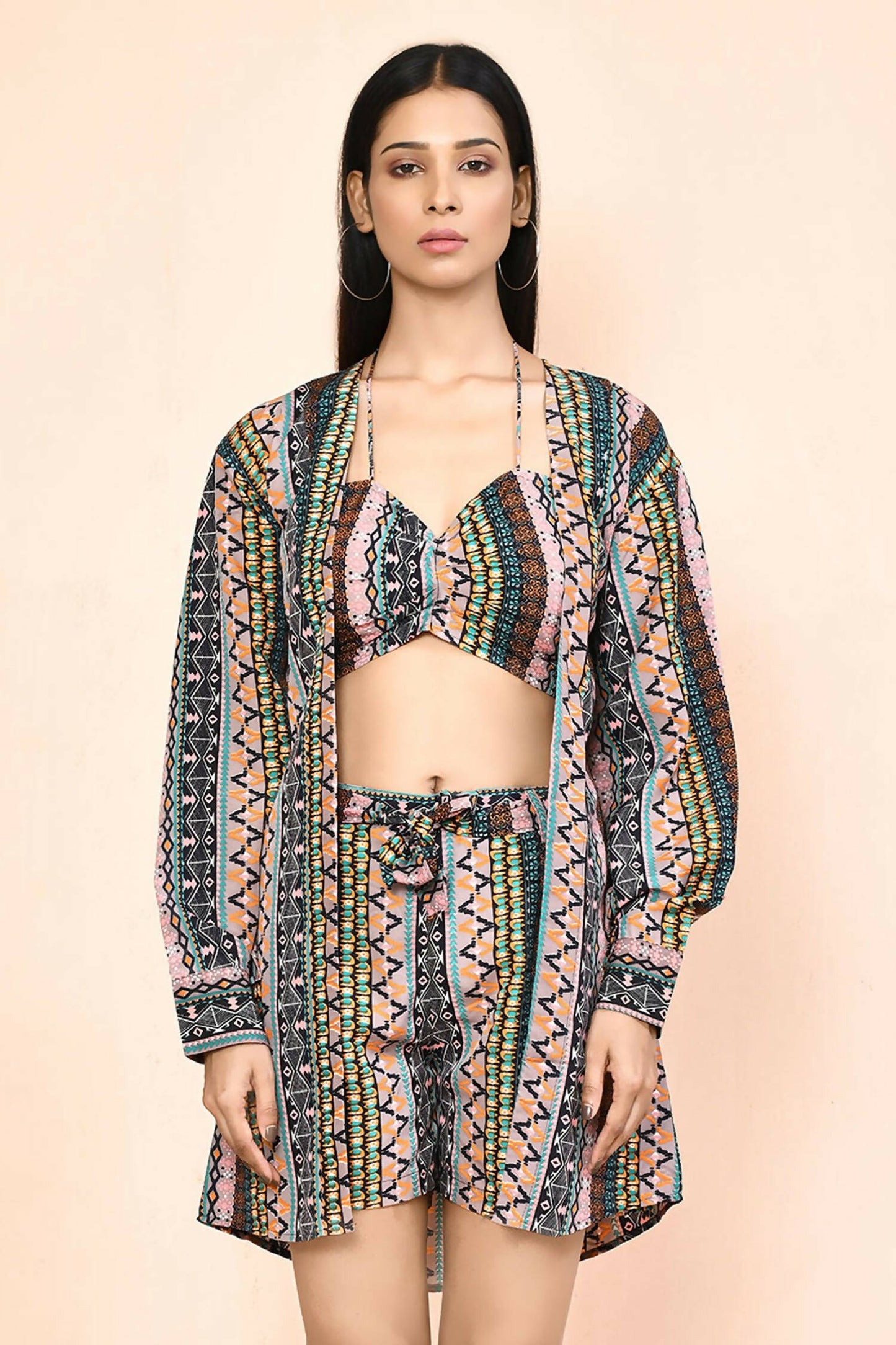 Multi Platinum Creap Printed Co-Sets - Femella - Distacart