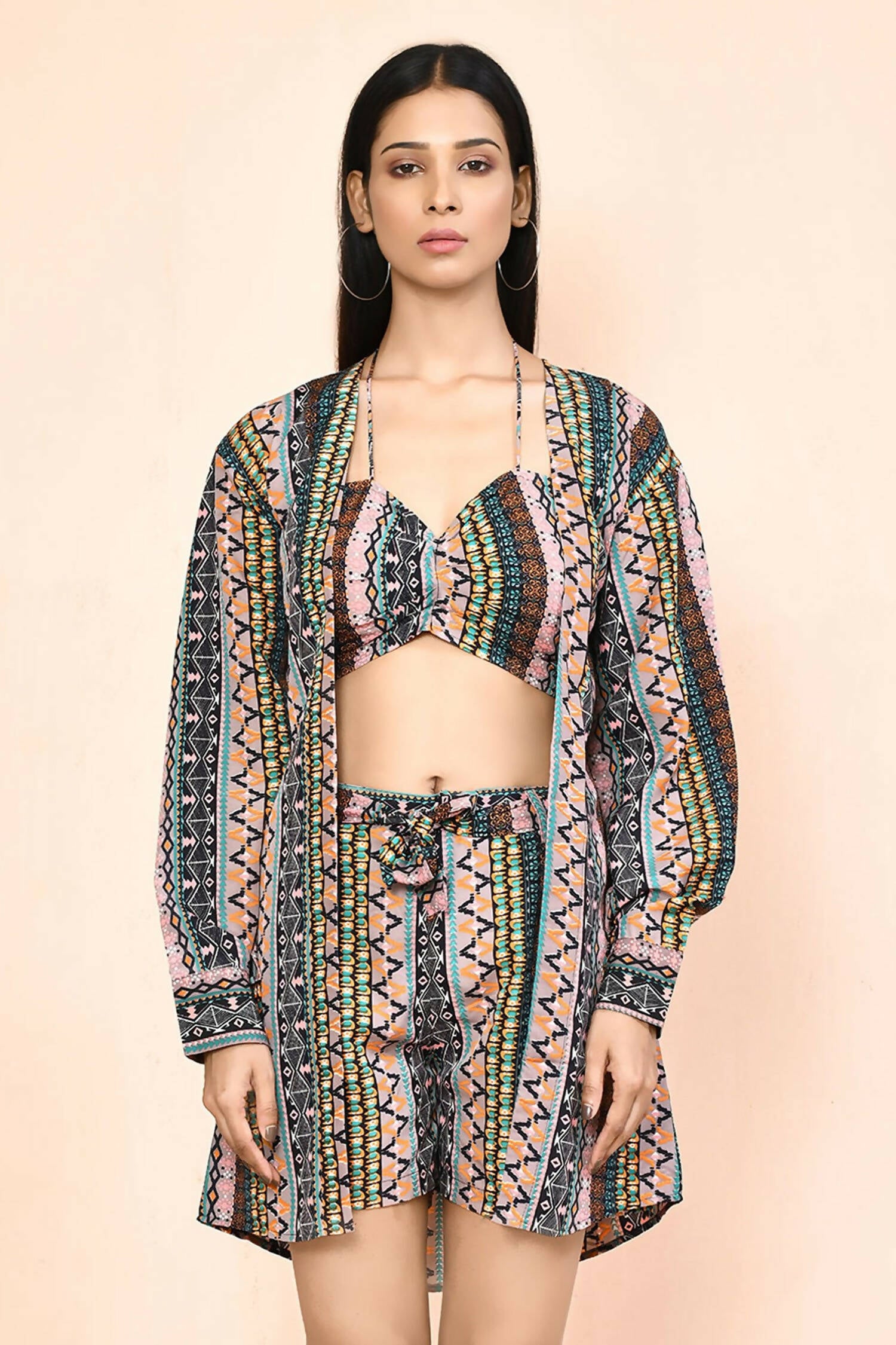 Multi Platinum Creap Printed Co-Sets - Femella - Distacart