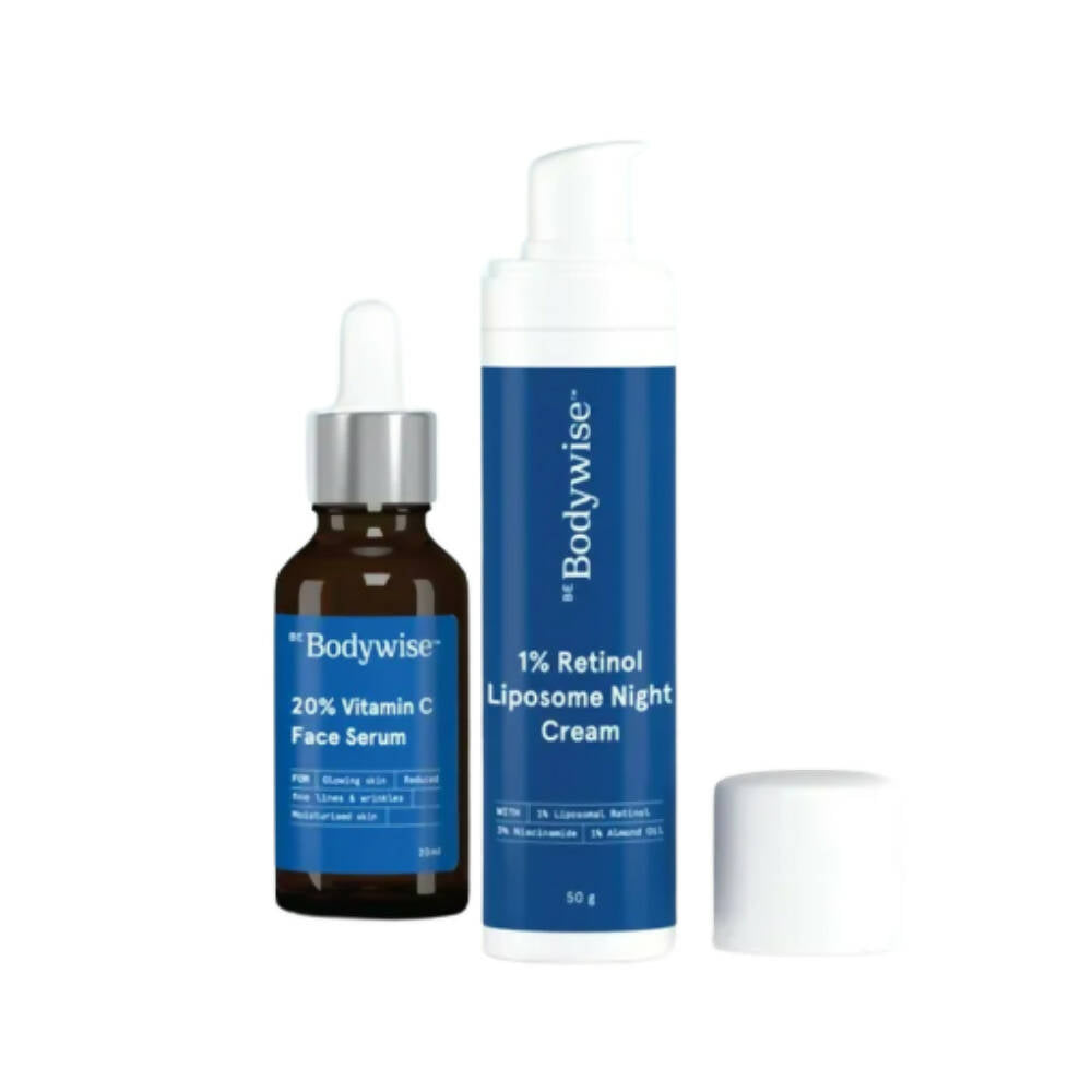 BeBodywise 20% Vitamin C Face Serum & 1% Retinol Liposome Night Cream - Distacart