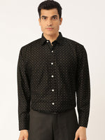 Thumbnail for Jainish Black Men's Cotton Printed Formal Shirts ( SF 716Black ) - Distacart