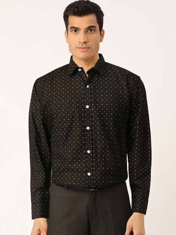 Jainish Black Men's Cotton Printed Formal Shirts ( SF 716Black ) - Distacart