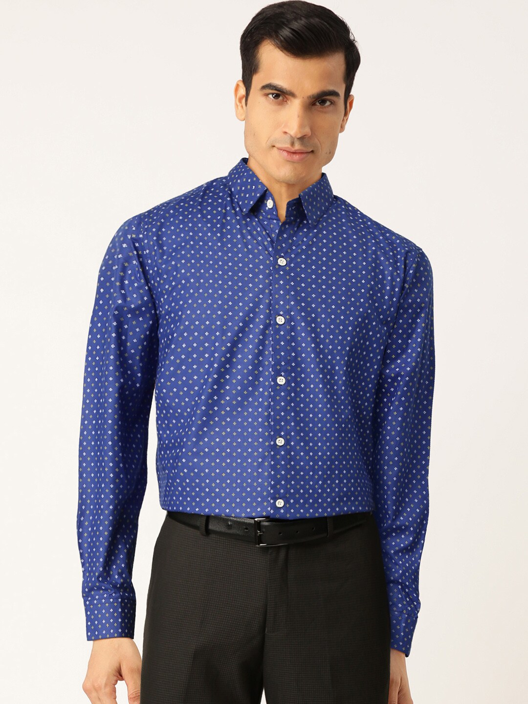 Jainish Blue Men's Cotton Printed Formal Shirts ( SF 716Blue ) - Distacart
