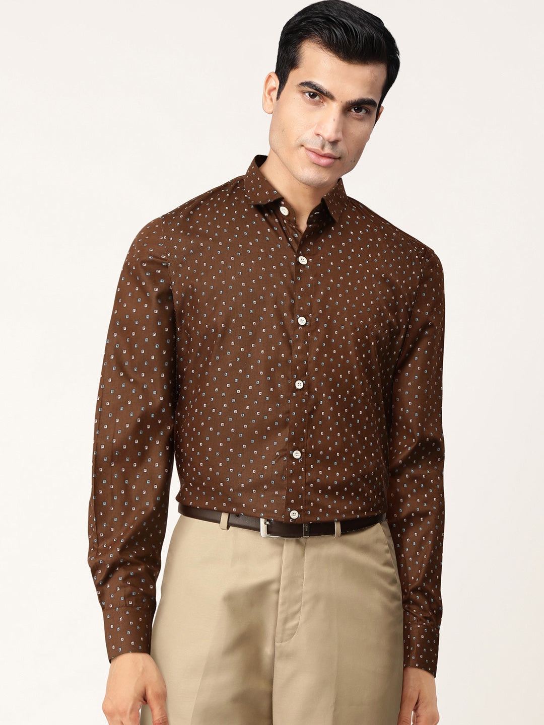 Jainish Brown Men's Cotton Printed Formal Shirts ( SF 716Coffee ) - Distacart