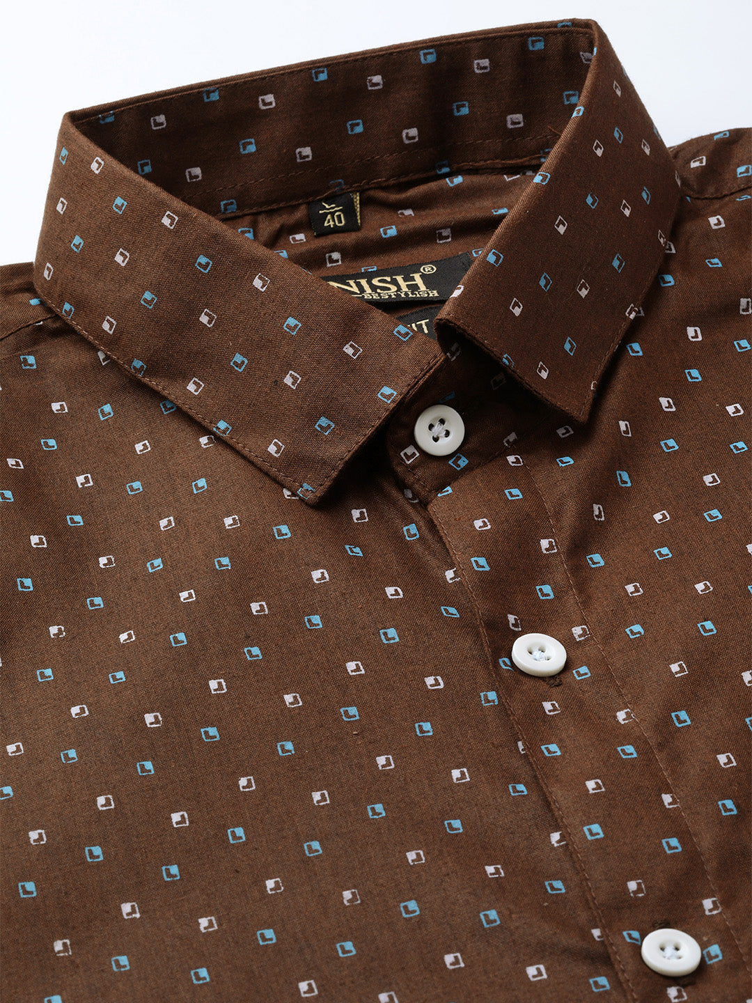 Jainish Brown Men's Cotton Printed Formal Shirts ( SF 716Coffee ) - Distacart