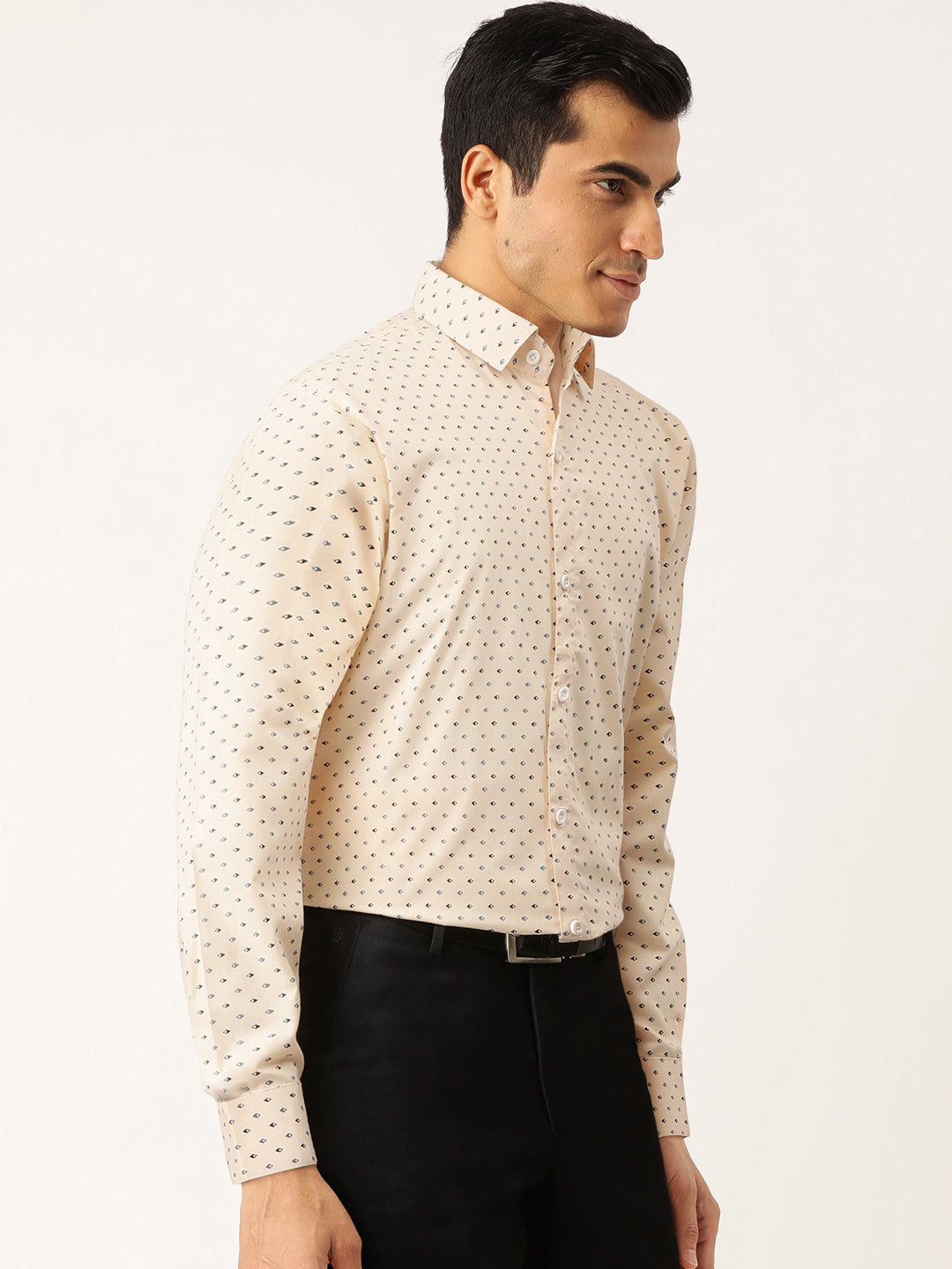 Jainish Cream Men's Cotton Printed Formal Shirts ( SF 716Cream ) - Distacart