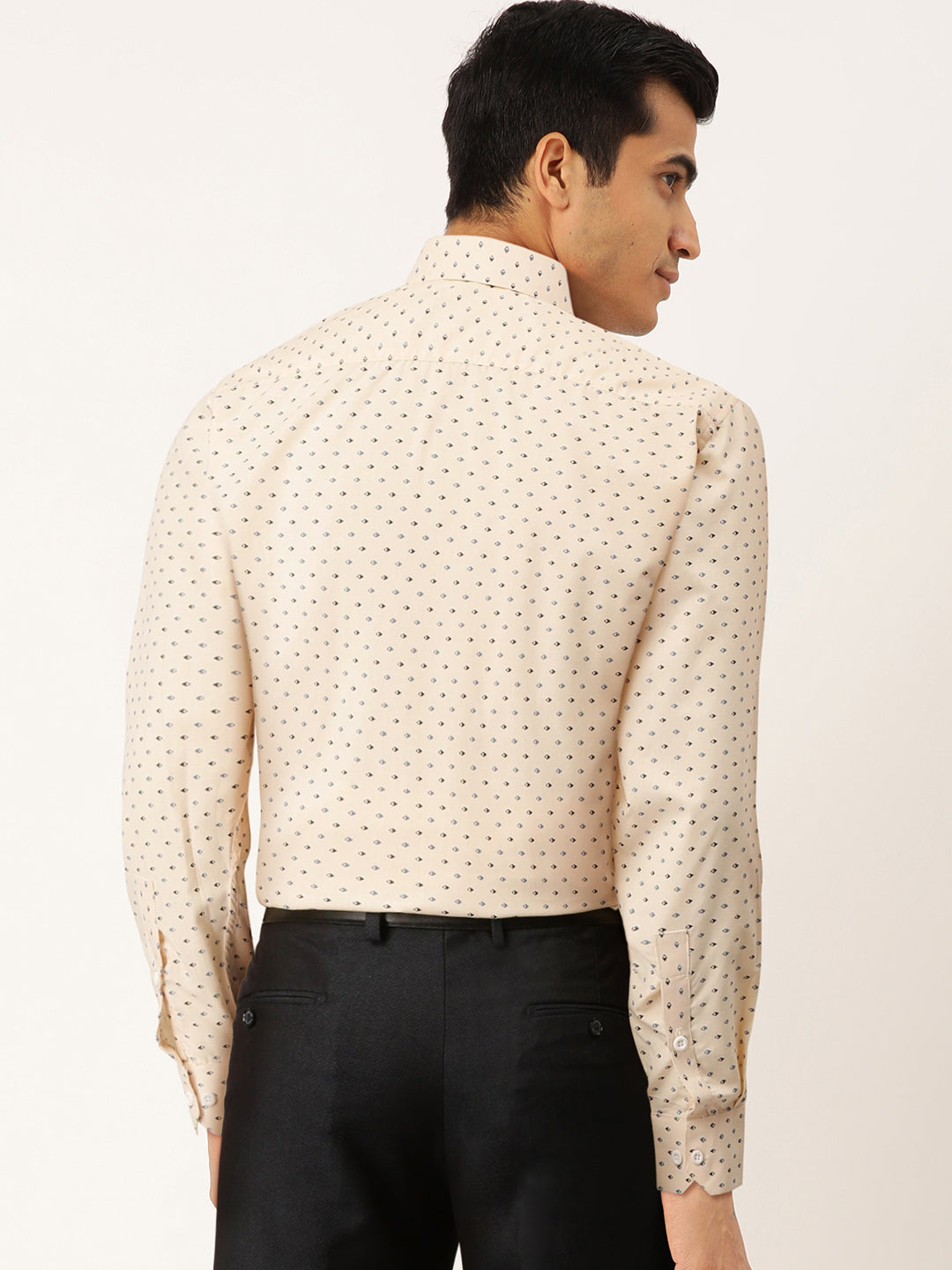 Jainish Cream Men's Cotton Printed Formal Shirts ( SF 716Cream ) - Distacart