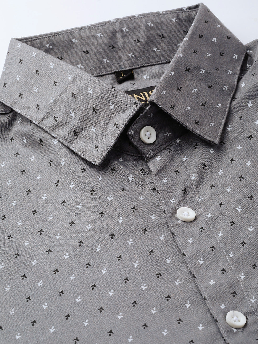 Jainish Grey Men's Cotton Printed Formal Shirts ( SF 716Grey ) - Distacart