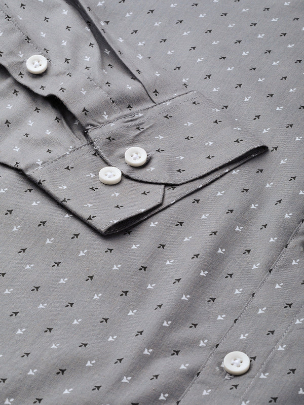 Jainish Grey Men's Cotton Printed Formal Shirts ( SF 716Grey ) - Distacart