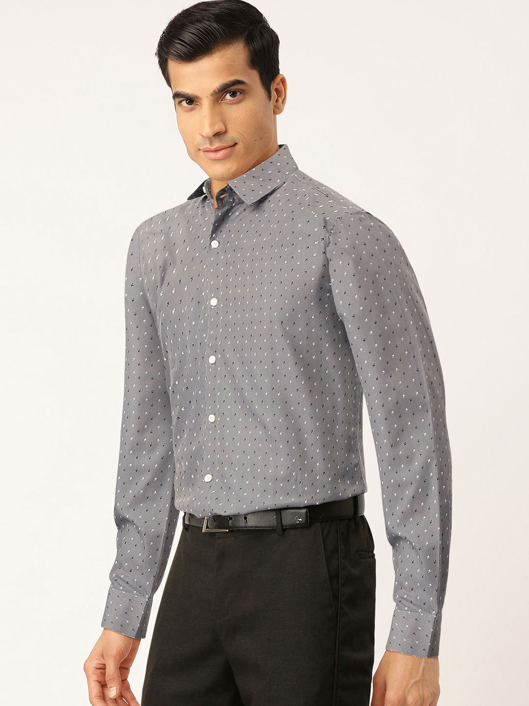 Jainish Grey Men's Cotton Printed Formal Shirts ( SF 716Grey ) - Distacart