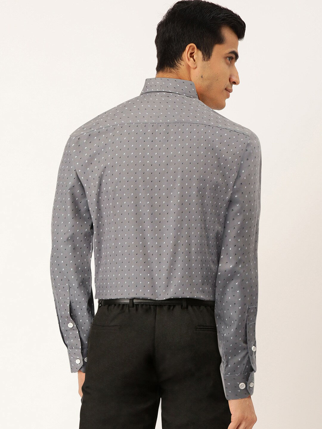 Jainish Grey Men's Cotton Printed Formal Shirts ( SF 716Grey ) - Distacart