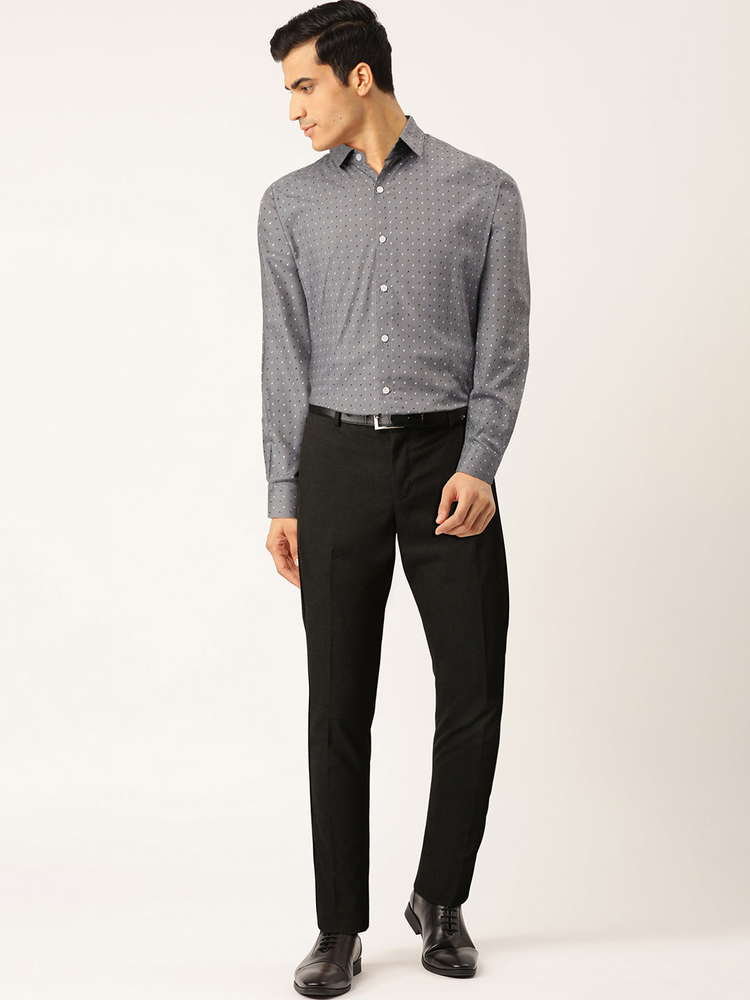Jainish Grey Men's Cotton Printed Formal Shirts ( SF 716Grey ) - Distacart