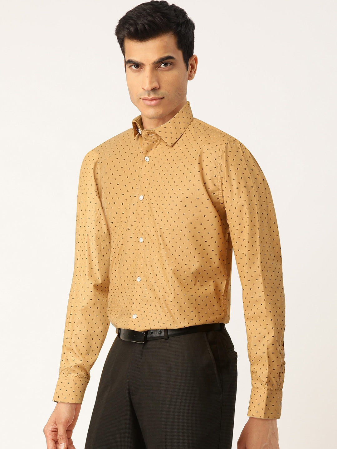 Jainish Yellow Men's Cotton Printed Formal Shirts ( SF 716Mustard ) - Distacart
