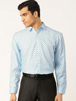 Thumbnail for Jainish Blue Men's Cotton Printed Formal Shirts ( SF 716Sky ) - Distacart