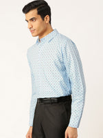 Thumbnail for Jainish Blue Men's Cotton Printed Formal Shirts ( SF 716Sky ) - Distacart