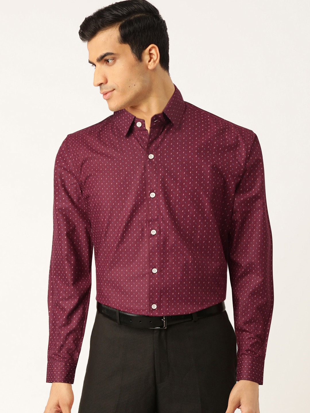 Jainish Purple Men's Cotton Printed Formal Shirts ( SF 716Wine ) - Distacart
