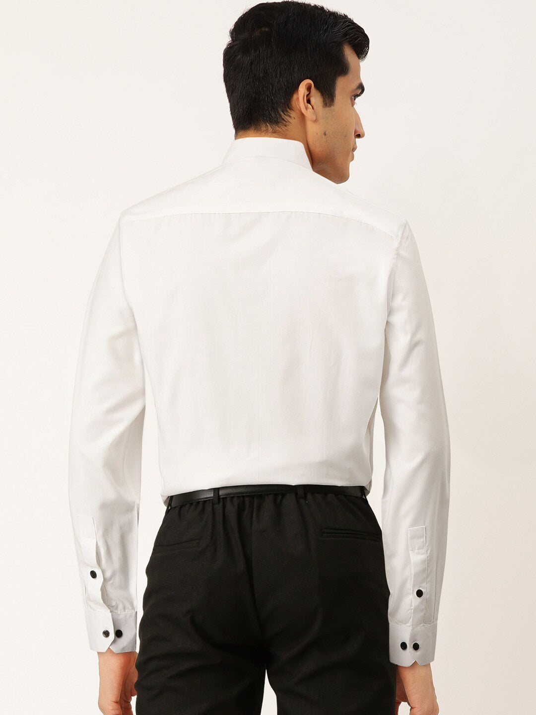 Jainish White Men's Cotton Solid Mandarin Collar Formal Shirts ( SF 726White ) - Distacart