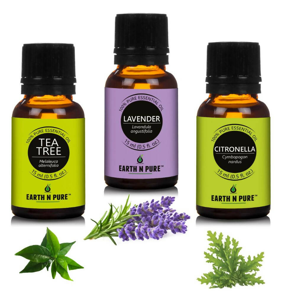 Earth N Pure Essential Oils (Tea Tree, Citronella & Lavender) Combo - Distacart