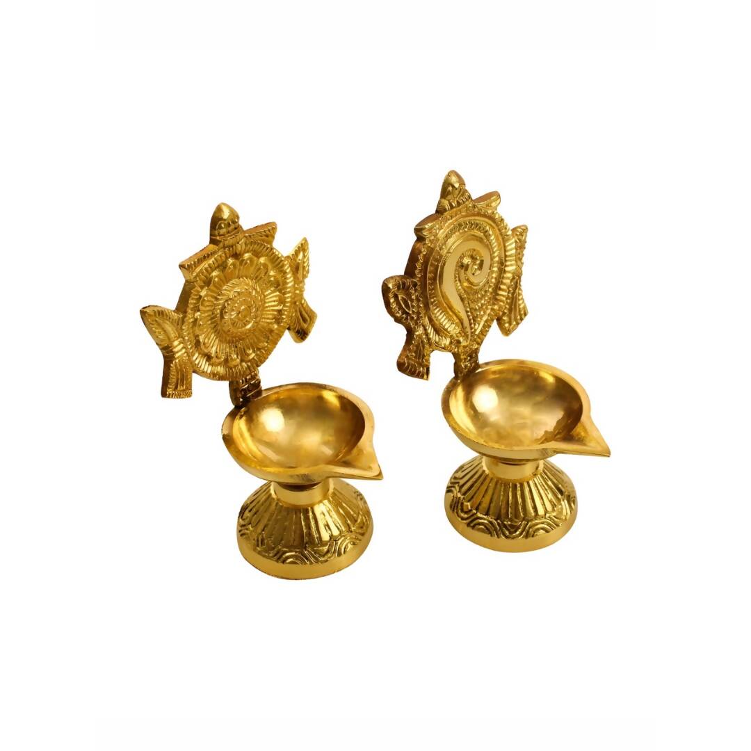 Spillbox 2 Pieces Brass Shangu Chakra Vilakku - Distacart