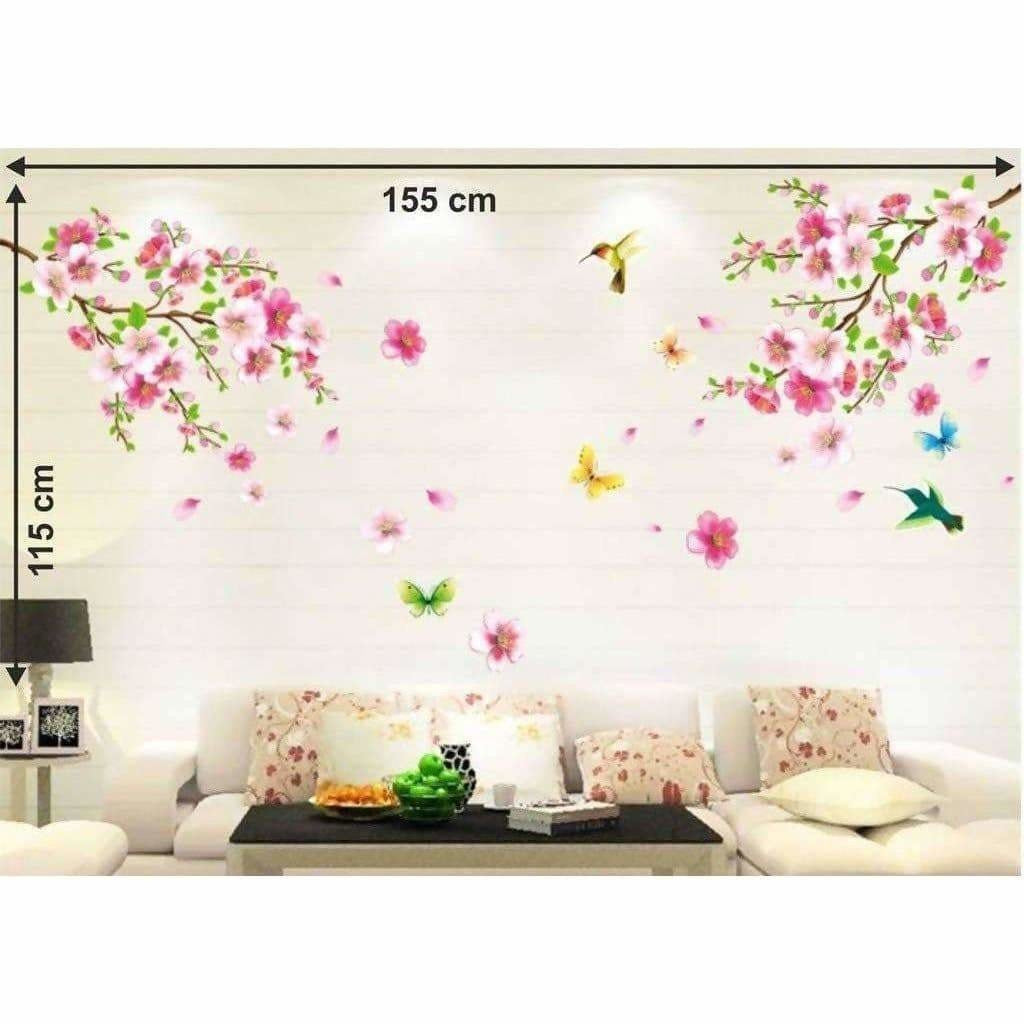 Decals Design 'Flowers Branch' Wall Sticker (PVC Vinyl, 60 cm x 90 cm),Multicolor - Distacart