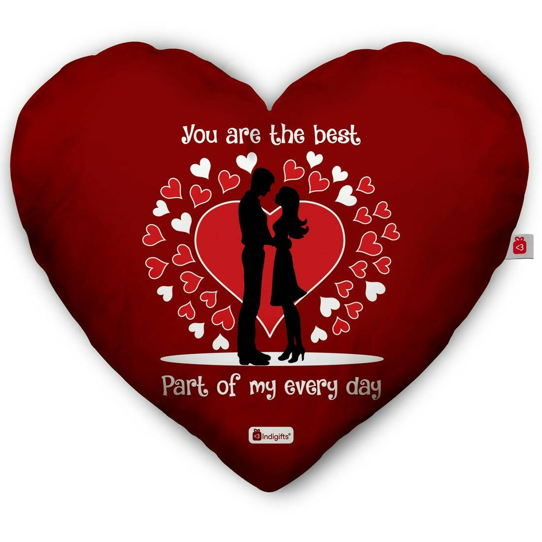 Indigifts Valentine Gifts Micro Satin Fibre Heart Shape Printed Cushion (Red Color) - Distacart