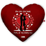 Thumbnail for Indigifts Valentine Gifts Micro Satin Fibre Heart Shape Printed Cushion (Red Color) - Distacart