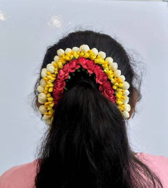 Red & Yellow Flower Hair Gajra