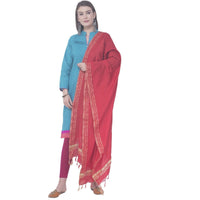 Thumbnail for A R SILK Red Color Golden border Cotton Dupattas and Chunnis