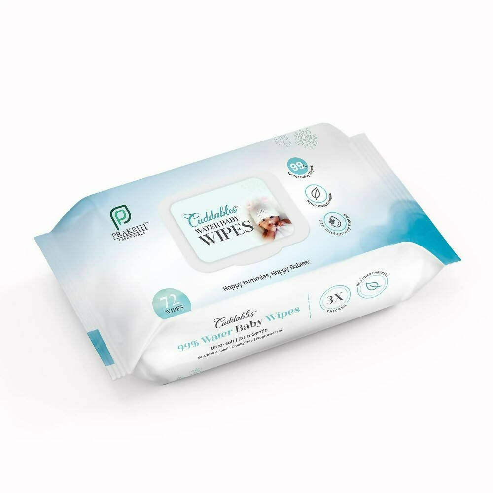 Cuddables 99% Water Baby Wipes - Natural Plant Made Cloth Wipes | 72pcs Wet Baby Wipes (72 Wipes) - Distacart