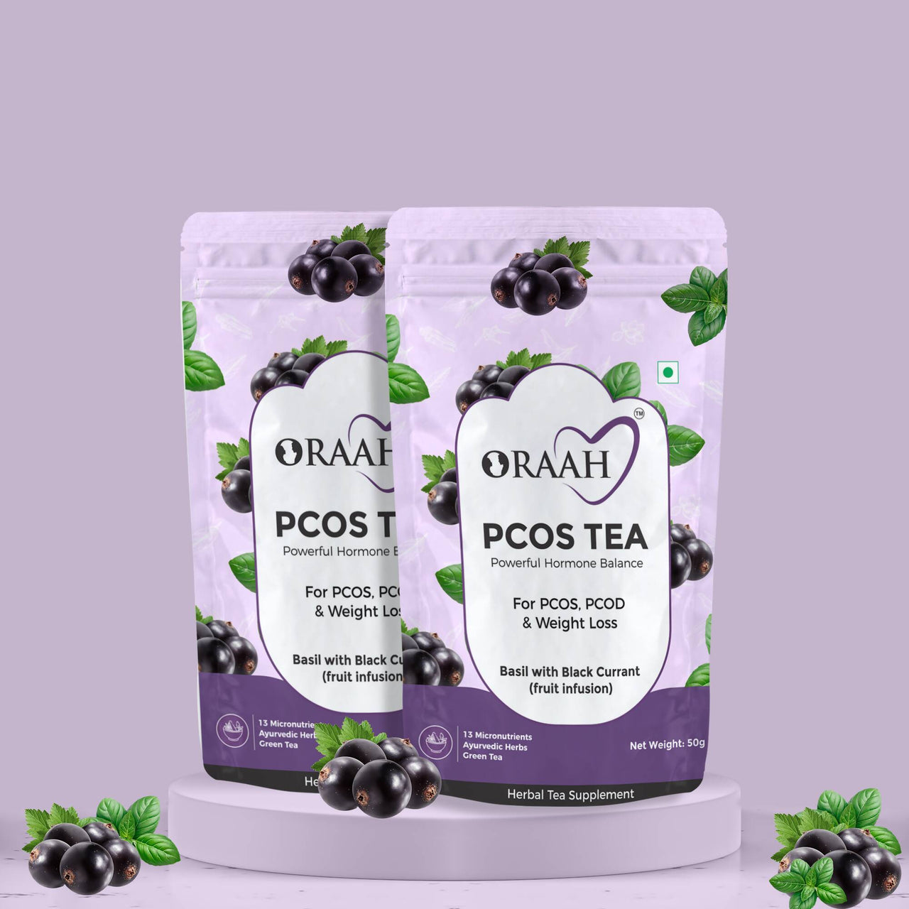 Oraah PCOS PCOD Basil with Black Currant Tea - Distacart