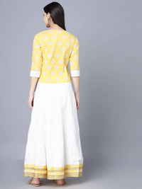 Thumbnail for Myshka Yellow White Printed Ready to Wear Lehenga - Distacart