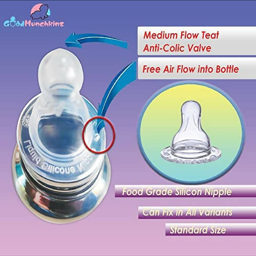 Goodmunchkins Stainless Steel Feeding Bottle Joint Less 304 Grade No Joints BPA Free for New Born Baby/Toddlers/Infants-140ml - Distacart