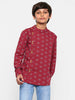 Manet Ethnic Full Sleeves Printed Shirt - Maroon - Distacart