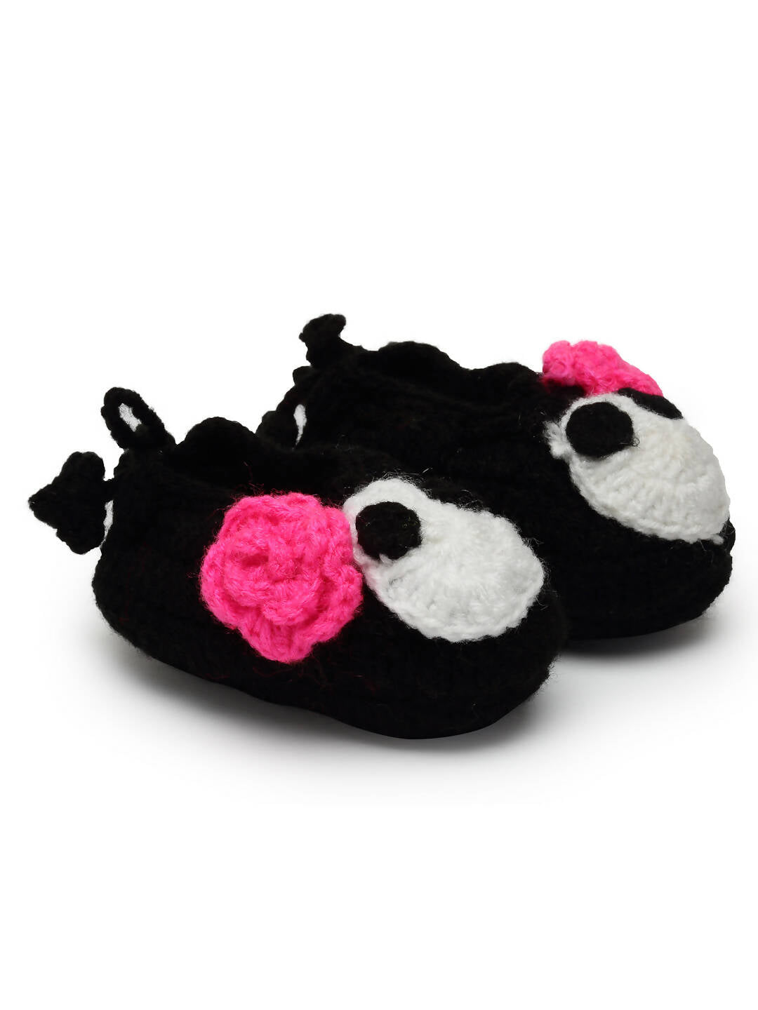 Chutput Kids Woollen Hand Knitted Cartoon Face Detailed Booties - Black - Distacart