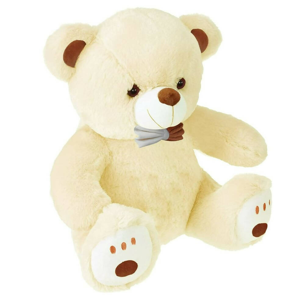 Webby Plush Cute Sitting Teddy Bear Soft Toys with Neck Bow and Foot Print (Beige) - Distacart