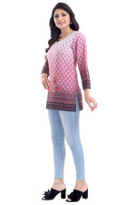 Thumbnail for Snehal Creations Dark Pink Faux Crepe Short Kurti Tunic Top