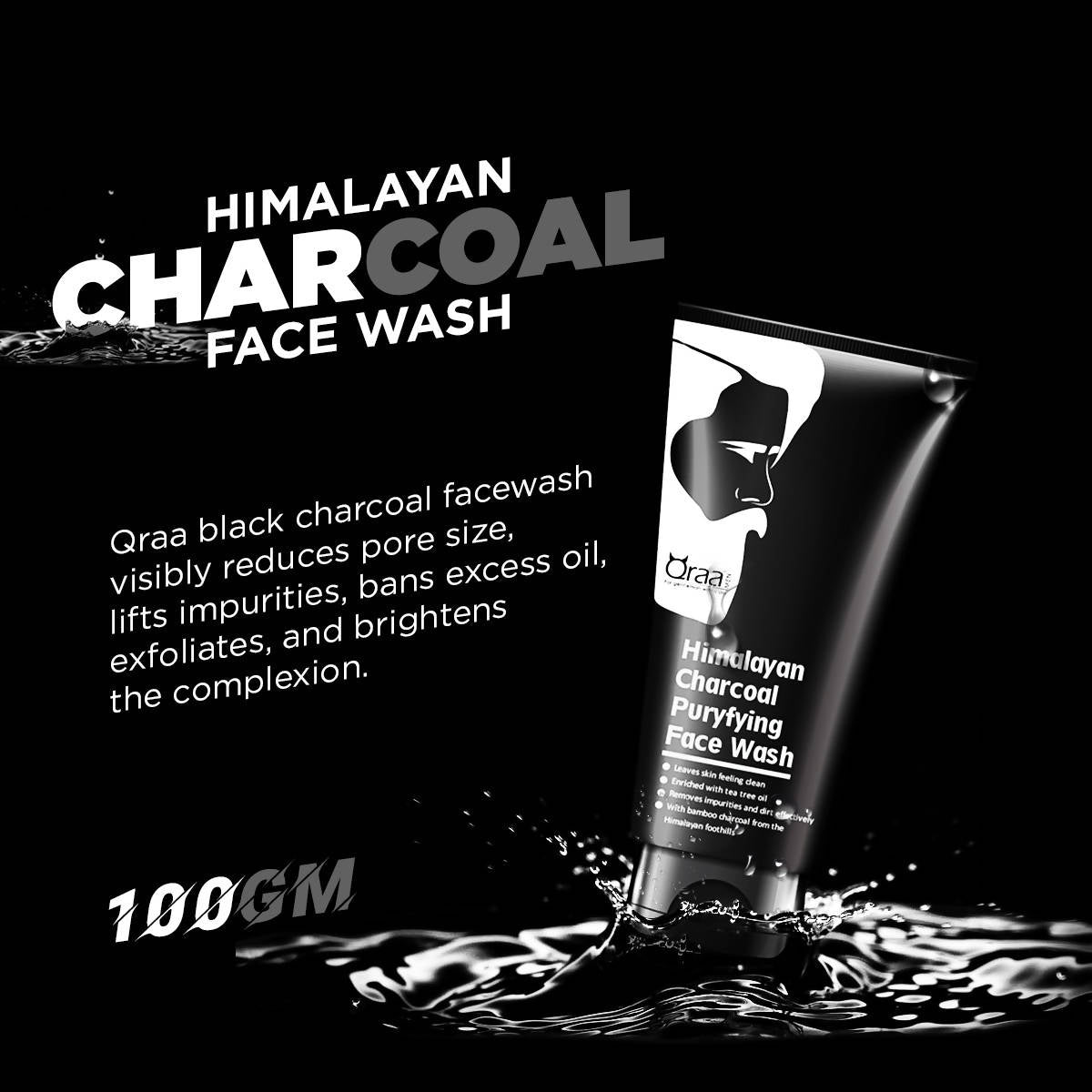 Qraa Men Himalayan Charcoal Purifying Face Wash