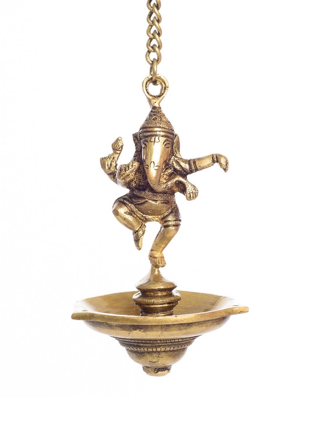 eCraftIndia Brown Dancing Ganesha Brass Hanging Diya - Distacart