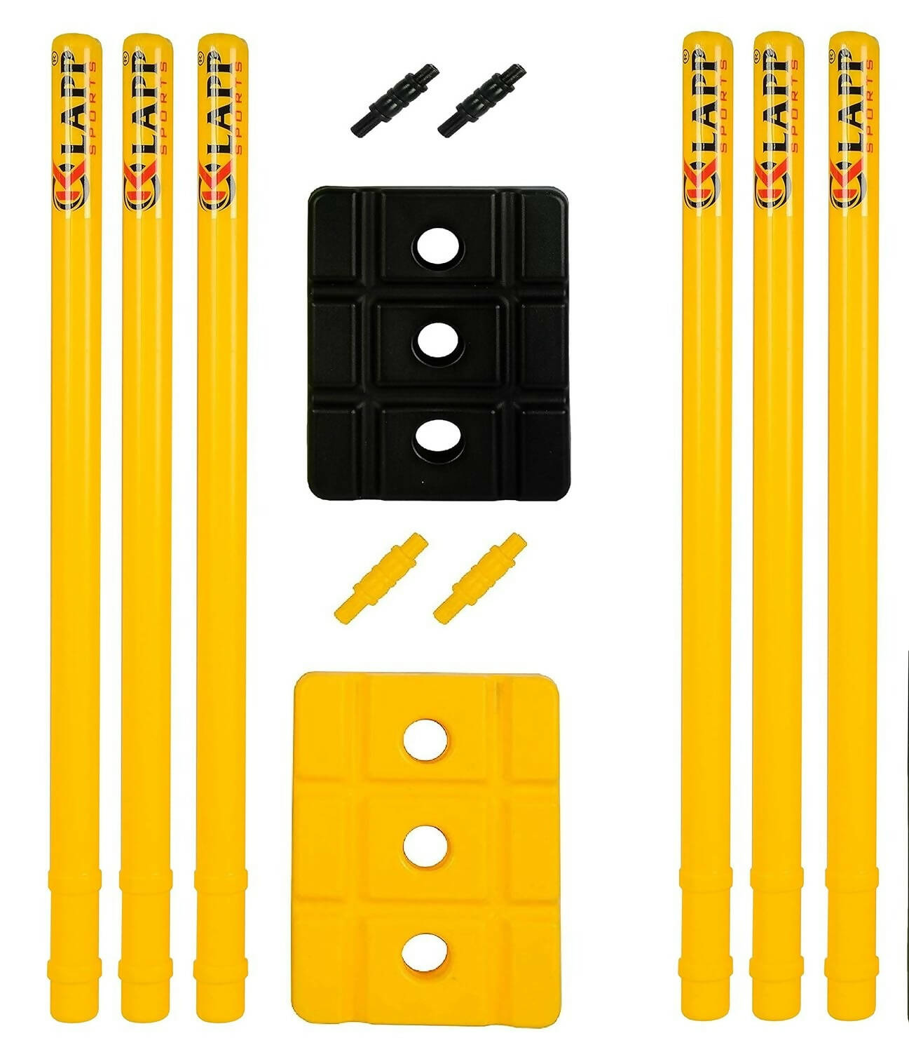 Klapp Six Pcs Plastic Wicket Set with Cover - Black and Yellow - Distacart