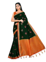 Thumbnail for Mimosa Women's Kanchipuram Art Silk Green Saree - Distacart