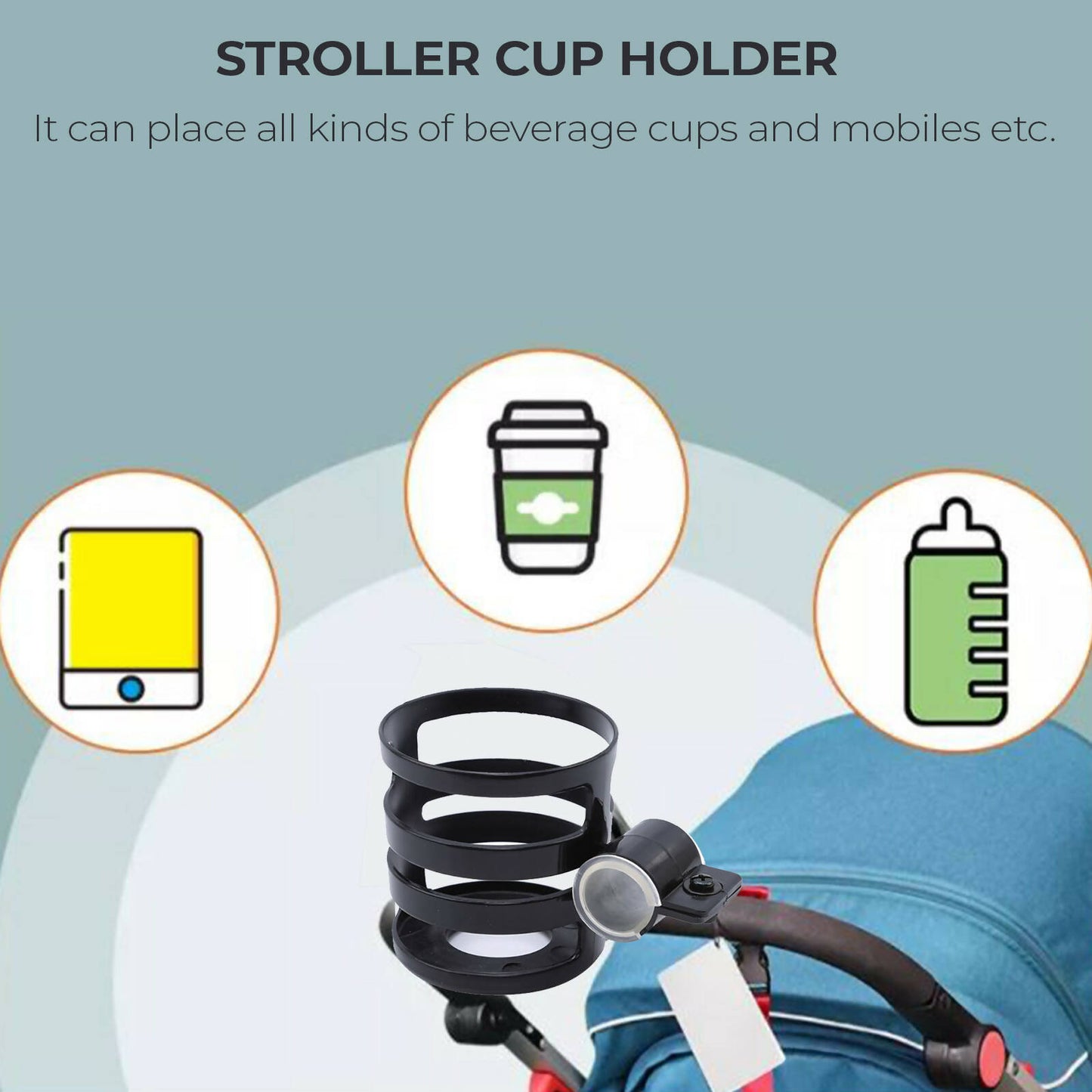 Safe-O-Kid Universal Stroller & Pram cup or Mug holder for kids- Pink - Distacart