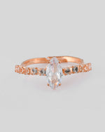 Thumbnail for VOJ white CZ-detail Stainless Steel Cubic Zirconia Gold Plated adjustable finger Ring - Distacart
