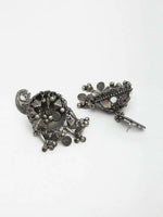 Thumbnail for Peacock Shaped Tribal Design Oxidised Silver Plated Chandelier Jhumkas (VMC-PCK2) By House of Ree - Distacart