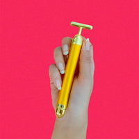 Thumbnail for Natural Vibes 24k Gold Vibrating Face Roller & Sculptor with Free Gold Beauty Elixir Oil - Distacart