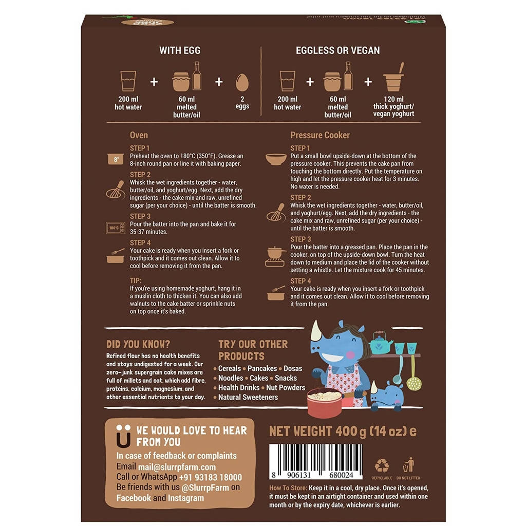 Slurrp Farm Double Chocolate Millet Cake Mix