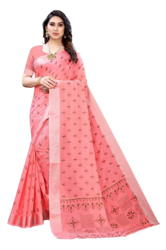 Vamika Peach Chanderi Designer Saree (DIYA PEACH)