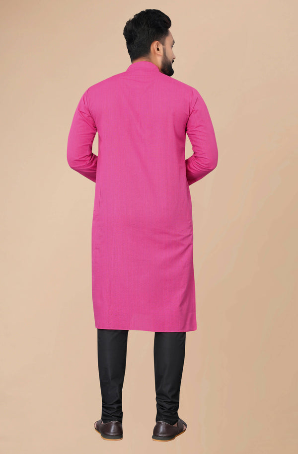 Men's Pink Striped Cotton Kurta - Mahotsav - Distacart