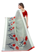Thumbnail for Vamika Sea Green Linen Satin Patta Saree (VANI GREEN) - Distacart