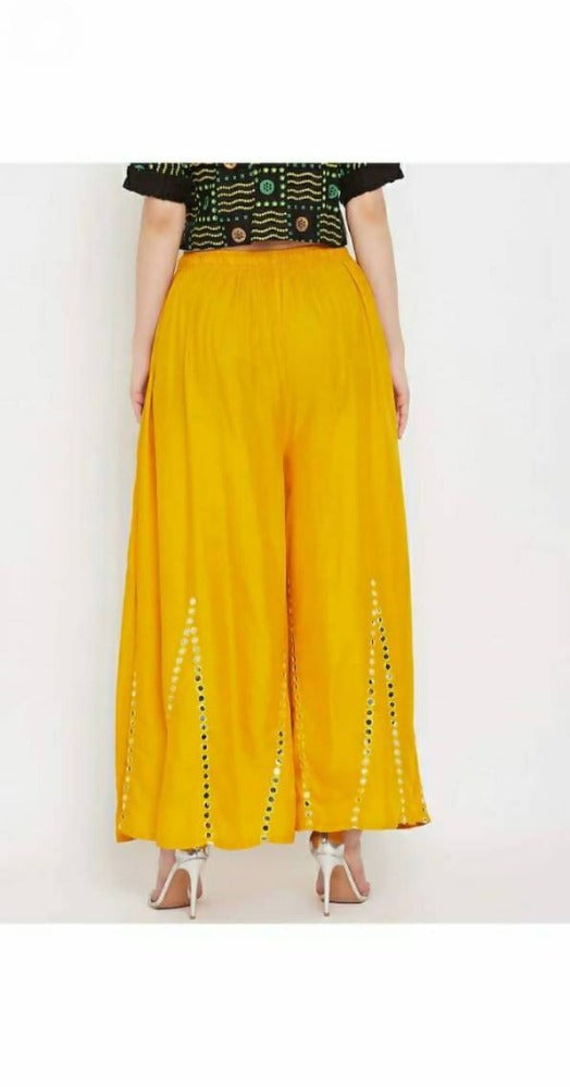 Mominos Fashion Yellow Mirror Work Palazzo
