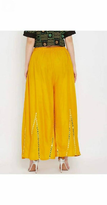 Mominos Fashion Yellow Mirror Work Palazzo
