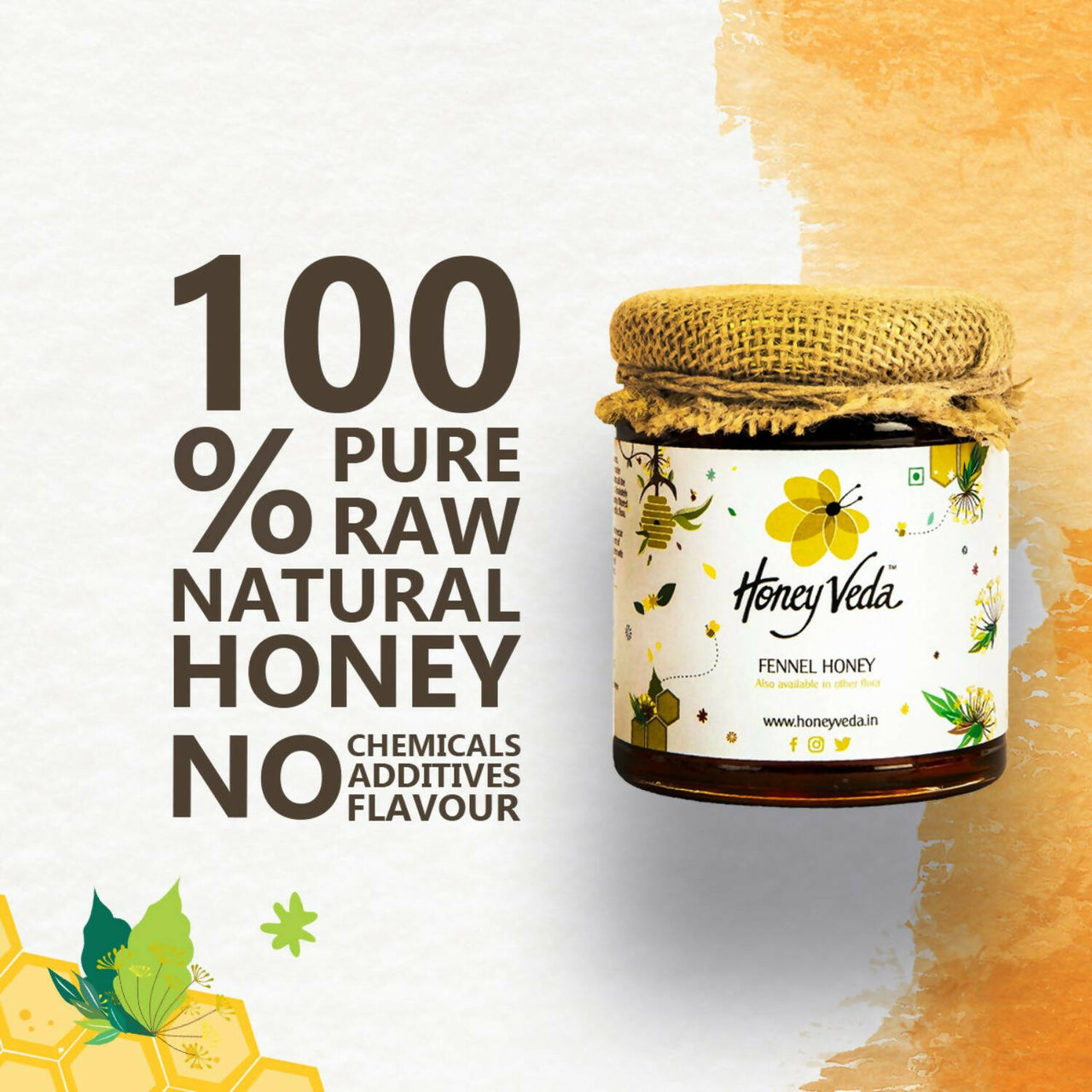 HoneyVeda Premium Raw Fennel Honey - Distacart